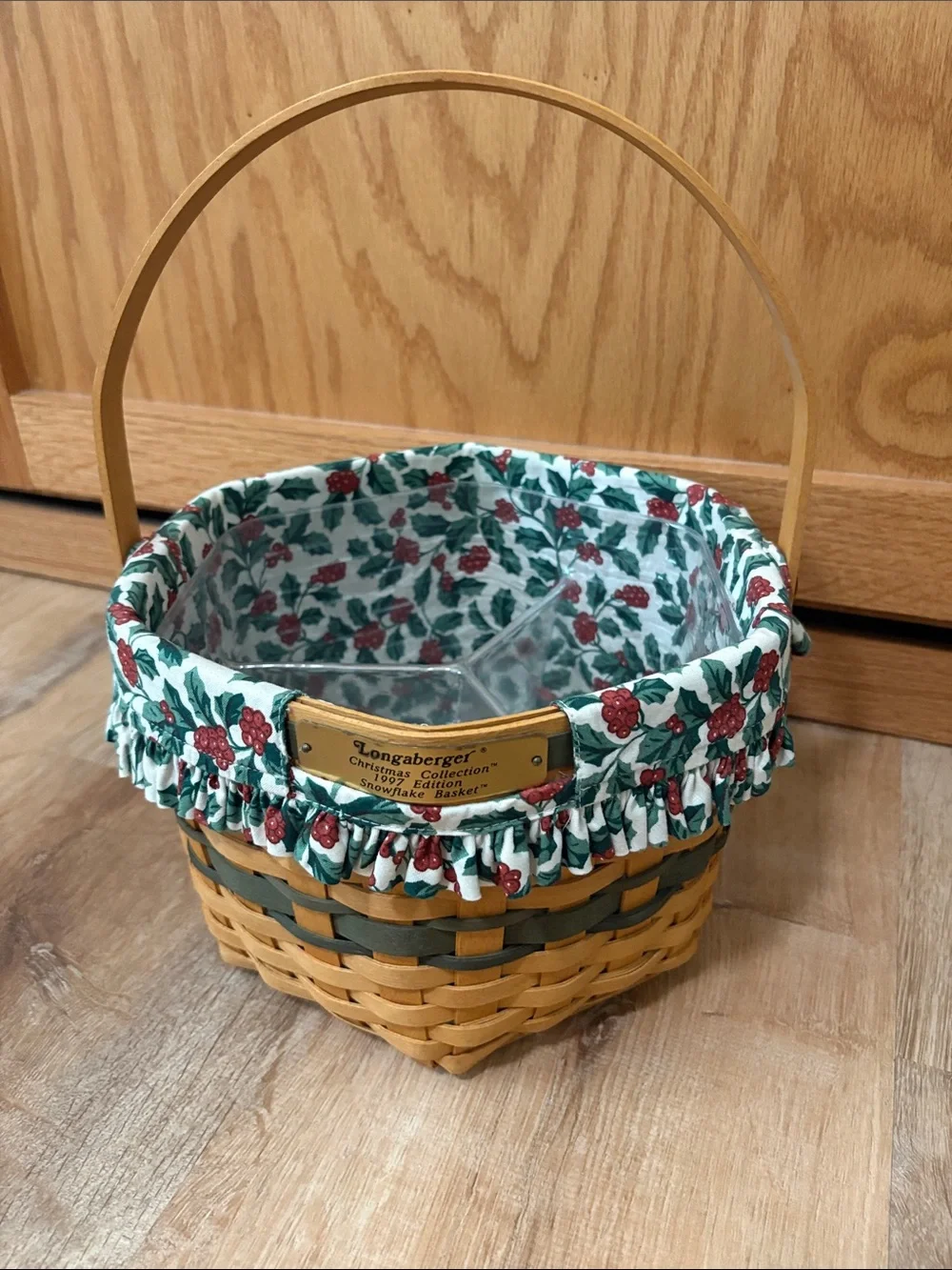 Longaberger 1997 Christmas Collection Snowflake Basket With Liner Protector